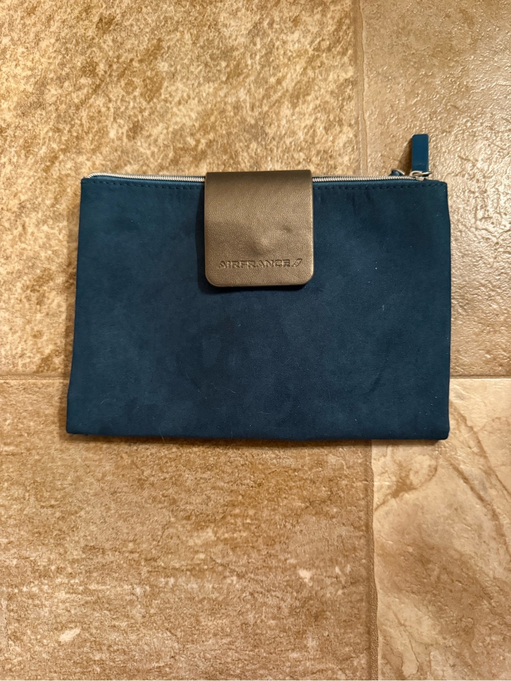 Air France Blue Cosmetic Bag with Brown Accent